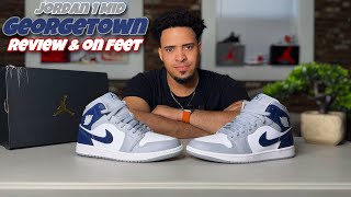 Jordan 1 Mid Georgetown  Review amp On Feet 2024 [upl. by Nelloc]