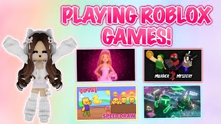 PLAYING GAMES ON ROBLOX LIVE [upl. by Mckale]