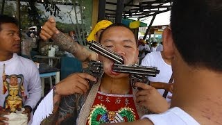 2013 Vegetarian Festival Thailand Behind the scenes at a temple amp then on the streets เทศกาลกินเจ [upl. by Enilrad775]