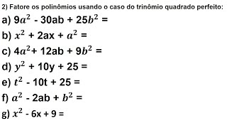 Fatoração de polinômios usando o Trinômio quadrado perfeito [upl. by Romaine]