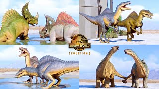 SECRET SPECIES PACK ALL DINOSAURS MAX INTRO AND SOCIAL ANIMATION IN JURASSIC WORLD EVOLUTION 2 [upl. by Rimma]