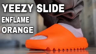 UNBOXING EP29 YEEZY SLIDE ENFLAME ORANGE ReviewOn Feet [upl. by Adnauq]