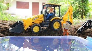 Backhoe Excavator Digging Swimming Pool  Construction Vehicles Toys [upl. by Erinn781]