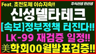 신성델타테크 속보 정부정책 터진다 LK99 재검증 일정 美학회 발표검증 초전도체  박순혁이사 배터리아저씨 선대인TV  신성에스티 LK99  lk99 [upl. by Hecklau]