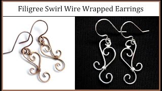 Easy Jewelry Tutorial  Simple Wire Wrapped Filigree Swirl Earrings [upl. by Carlina]