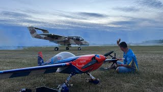 Antidotum Airshow Leszno 2022  Luca Baumann  Night Flight Show  Extreme Flight Extra 300 [upl. by Aicirtac]