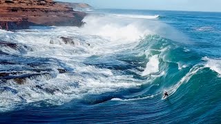 Kerby Brown Takes a Dangerous Line Next to Dry Rocks Whilst Surfing a Slab  DJI Mavic Pro [upl. by Hilaria]