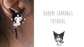 polymer Clay Earrings Tutorial Kuromi from Sanrio [upl. by Aloivaf]