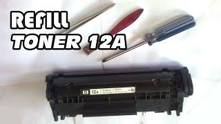 Bongkar Refill  isi ulang cartridge toner HP 12A [upl. by Cherlyn277]