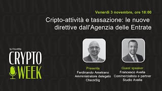 CryptoWeek 141 con Francesco Avella 3 novembre 2023 [upl. by Ekeiram]