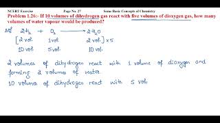 If 10 volumes of dihydrogen gas react with five volumes of dioxygen gas how many volumes of [upl. by Munshi126]