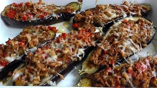 Lamb Mince stuffed Aubergines How to cook video recipe [upl. by Asiul]