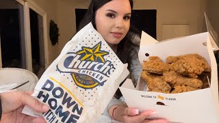 Churchâ€™s Chicken ðŸ— Mukbang [upl. by Nochur]