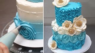 EASY WEDDING CAKE IDEA  How To Make Swirl Buttercream Roses by Cakes StepbyStep [upl. by Drawe]