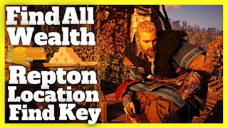 AC Valhalla Find Treasure Repton Find Key Repton Treasure Wealth and Artifact Repton All Chests [upl. by Skelly]