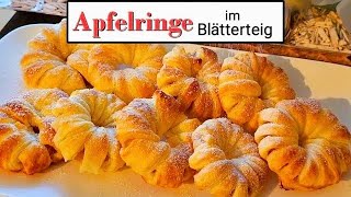 Apfelringe im Blätterteig super easy und mega lecker schnelles und einfaches Rezept [upl. by Poland]