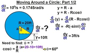 Calculus 1  Derivatives and Related Rates 23 of 24 Moving Around a Circle Part 12 dydt [upl. by Pisano]