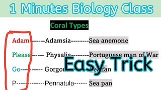 animal kingdom mcq  phylum coelenterata trick mnemonic  neet mcq biology  biology trick [upl. by Natividad]