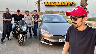 TESLA VS HAYABUSA 🔥  Drag Race In Pakistan [upl. by Etselec600]