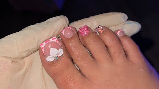 HOW TO DO ACRYLIC TOES  ACRYLIC OVERLAY 💘 [upl. by Nelyt593]