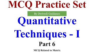 6 Quantitative Techniques MCQ quantitative techniques I mcq lucknow university  statistics mcq [upl. by Anyg]