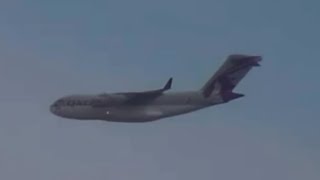 C 17 Globemaster Qatar Flyover Haneda Tokyo [upl. by Eleik182]