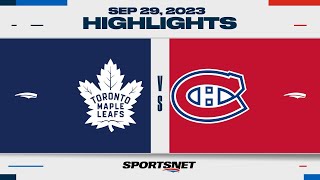 NHL PreSeason Highlights  Maple Leafs vs Canadiens  September 29 2023 [upl. by Nnayelhsa]