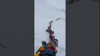 Mount Everest traffic jam as hundreds of climbers wait to summit during weather window [upl. by Ayanet]