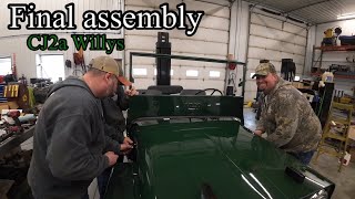 Final assembly on Willys Jeep CJ2A restoration with new body and first test drive Part 3 [upl. by Eldreda]