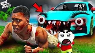 GTA 5 Shin Chan amp Franklin Agin Attacked By Horror Ghost Cursed Car in Telugu [upl. by Eelrac]