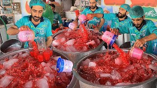 Refreshing Watermelon Juice in Summer  Bloody Red Watermelon Cutting Skills  Street Drink Pakistan [upl. by Jillane]