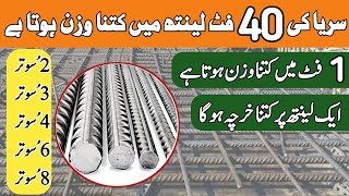 How to calculate steel bar weight for construction in kgft  sariya ka vajan nikalne ka tarika40ft [upl. by Ilrebma964]