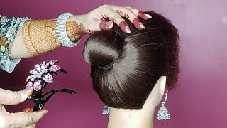 Elegant 😊 Easy Clutcher Bun Hairstyle Ladies For Summer Super Easy Hairstyle You Can Do it Yourself [upl. by Ahseined]