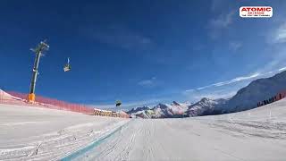 AUDI FIS Ski World Cup  St Moritz women downhill race course 2023  camera racer Nina Lehmann [upl. by Carry]