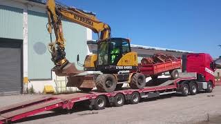 Hydrema MX14 and trailer unloading from Volvo FH13 amp Nooteboom trailer [upl. by Nodal]