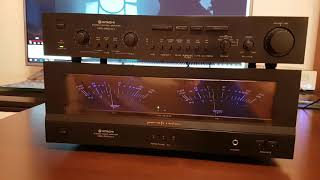 Amplifier Hitachi HMA8500 MKII preamplifier HCA8500 MKII and speakers Triangle Antal ESW [upl. by Bazar]