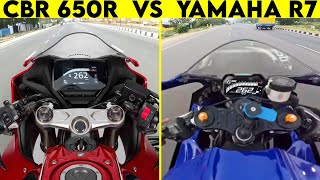 2024 CBR 650R VS R7  0 TO 250  TOPSPEED [upl. by Parcel]