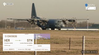 Stansted Airport Live  United States Navy C130  16th January 2024 [upl. by Leventis]