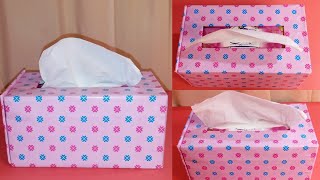 Tissue box with cardboard  Crafting ideas  Crafting with waste material  art and craft [upl. by Lenhard328]