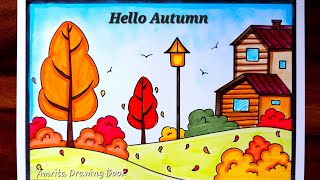 How to draw autumn in this way Its fun and simple How to draw autumn in this way How to draw [upl. by Enyaht]