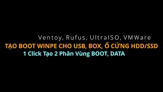 Tạo Boot WinPE Tổng Hợp Ventoy Rufus UltraISO VMWare Boot Với Ổ Cứng HDD SSD [upl. by Tehc]