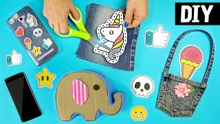 DIYS PARA O CELULAR 💗👍 Case Jeans Apoiador de Celular e Porta Carregador [upl. by Cathryn]