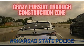 Dangerous high speed PURSUIT in construction zone  Hyundai Elantra flees from Arkansas State Police [upl. by Philina225]