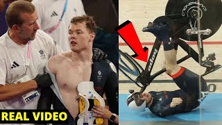 WATCH Jack Carlin crashed in the mens keirin final at Olympics 2024  Jack Carlin Crashed Video [upl. by Jeremiah]