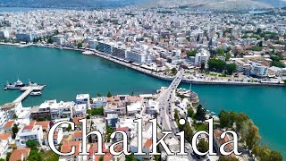 Chalkida Chalcis Greece  by drone 4K greece [upl. by Naitsirc]