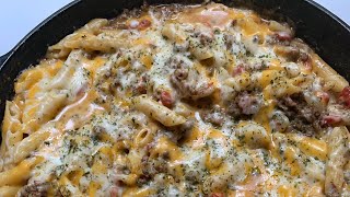 How to make Cheesy Cheeseburger Rotel Pasta  Homemade Hamburger helper [upl. by Glenna]