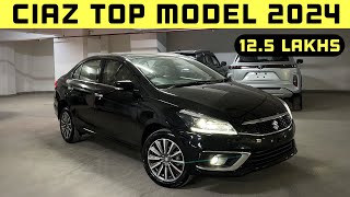 All New 2024 Maruti CIAZ ALPHA Top Model Black Colour Detailed Review On road price [upl. by Atinnek]