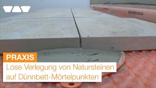 Balkonaufbau Lose Verlegung von Natursteinen auf DünnbettMörtelpunkten mit SchlüterTROBAPLUS 8G [upl. by Wadsworth]