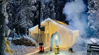 38C EXTREME COLD WINTER CAMPING in a HOT LOVE SHACK Valentines Day [upl. by Anaiek]