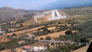 AMAZING B737 onboard cockpit video of landing in EXTREME crosswind at Samos [upl. by Norac530]